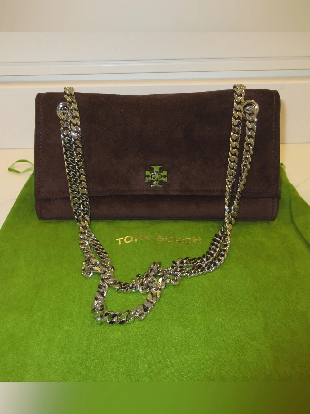 Tory Burch KIRA TURNLOCK SUEDE SHOULDER BAG